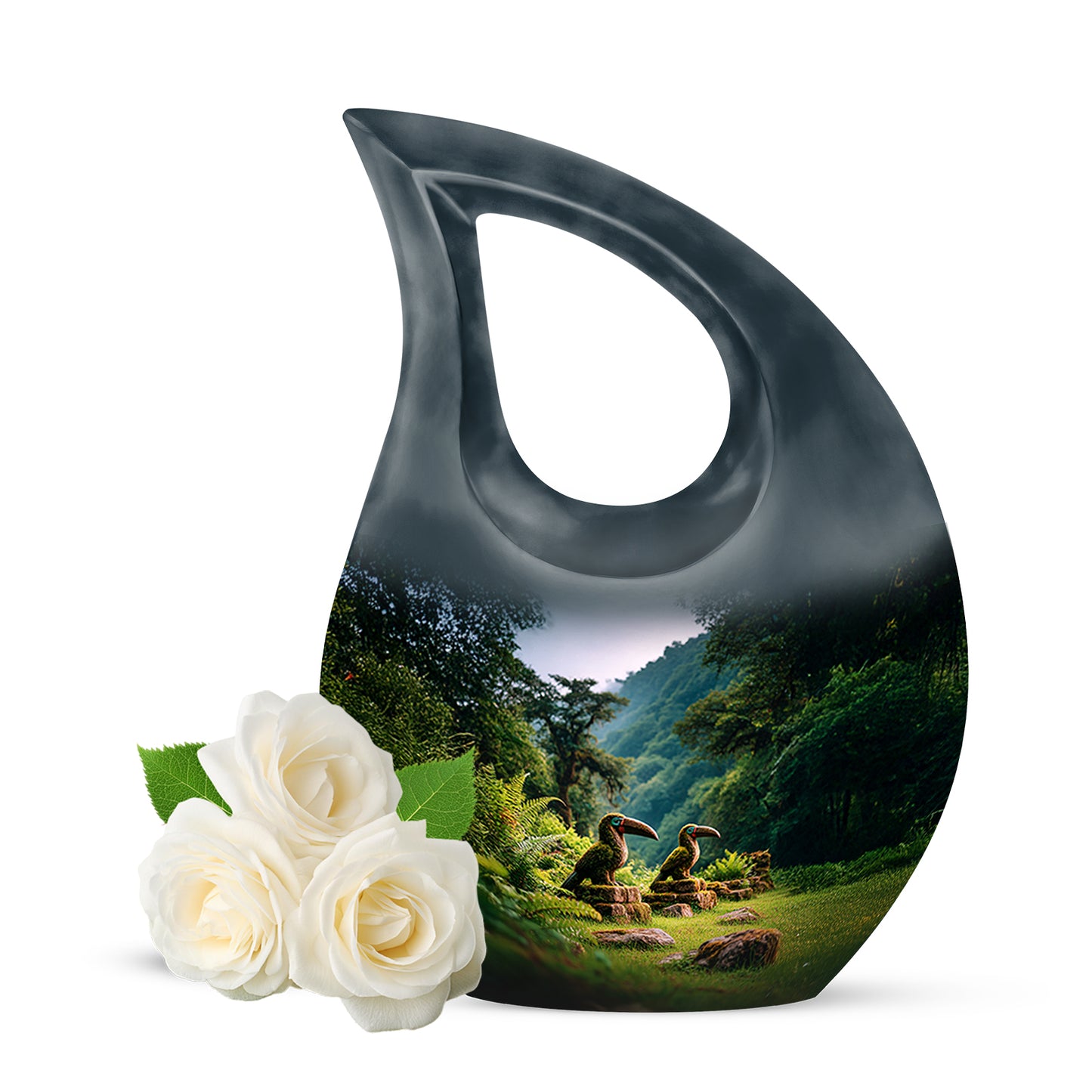 Harmonious Hornbill Cremation Urns for Human Ashes - Blue 10-inch - Yatskia
