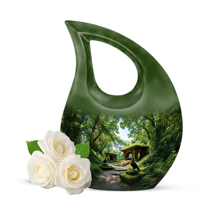 Personalized Hornbill Cremation Urns - Pristine Green 10-inch, 200 cu in - Yatskia