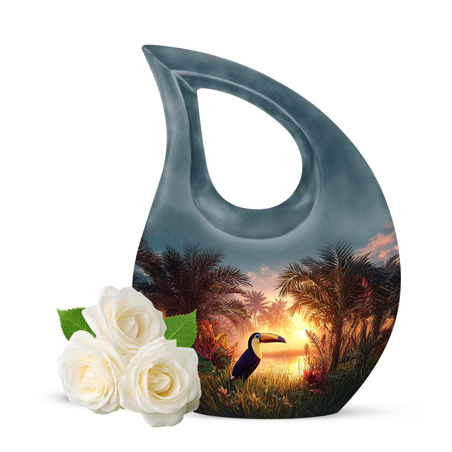 Personalized Teal Hornbill Cremation Urns for Ashes - Enchanting 10-inch - Yatskia