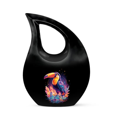 Personalized Seraphic Hornbill Cremation Urns - Black 10-inch, 200 cu in - Yatskia