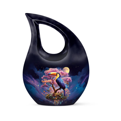 Blue Hornbill Reflection Cremation Urns for Human Ashes - 10-inch, 200 cu in - Yatskia