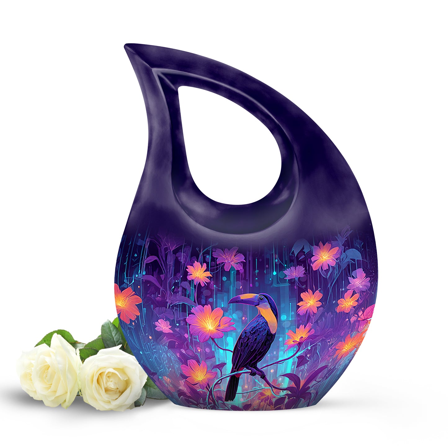 Blue Exquisite Hornbill Memorial Urn for Ashes - 10-inch, 200 cu in - Yatskia
