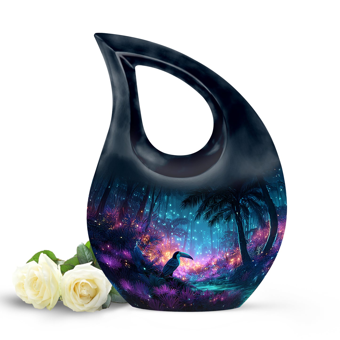 Personalized Hornbill Cremation Urns - Eminent Blue 10-inch, 200 cu in - Yatskia