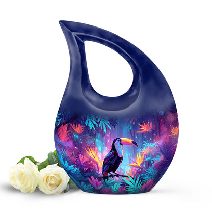 Personalized Hornbill Cremation Urns - Wondrous Blue 10-inch, 200 cu in - Yatskia