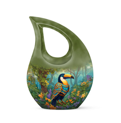 Ethereal Hornbill Memorial Cremation Urns - Yellow 10-inch, 200 cu in - Yatskia