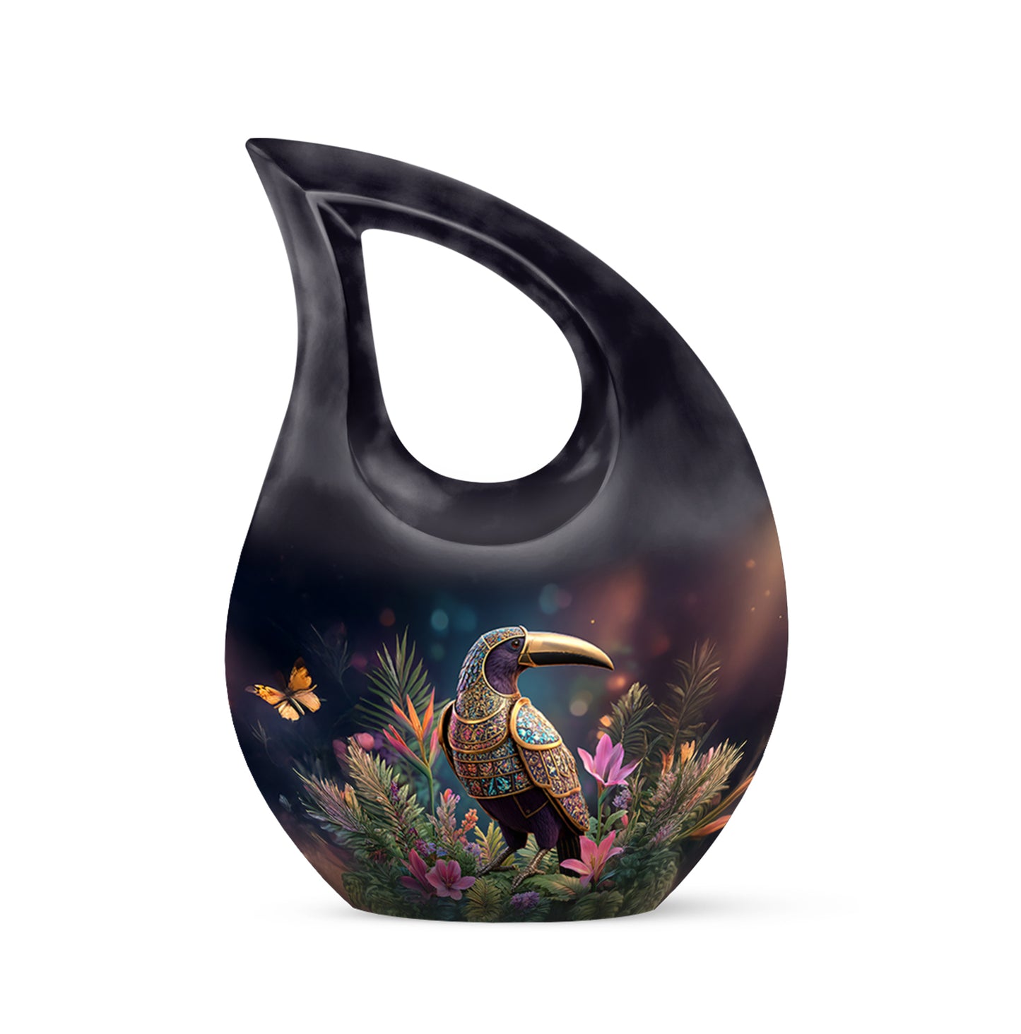 Black Hornbill Cremation Urns - Opulent Resting Place 10-inch, 200 cu in - Yatskia