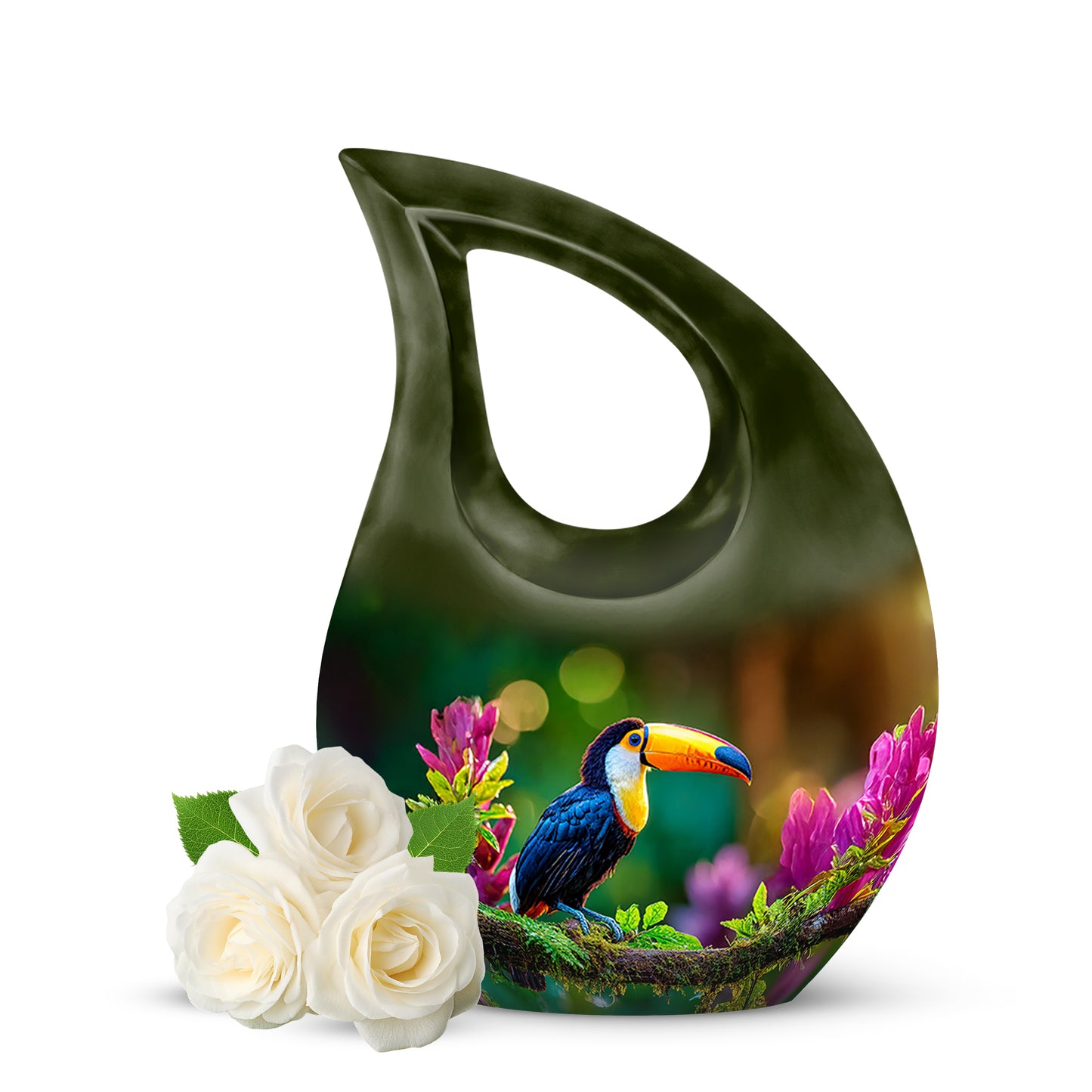 Resplendent Yellow Hornbill Cremation Urn for Ashes - 10-inch, 200 cu in - Yatskia