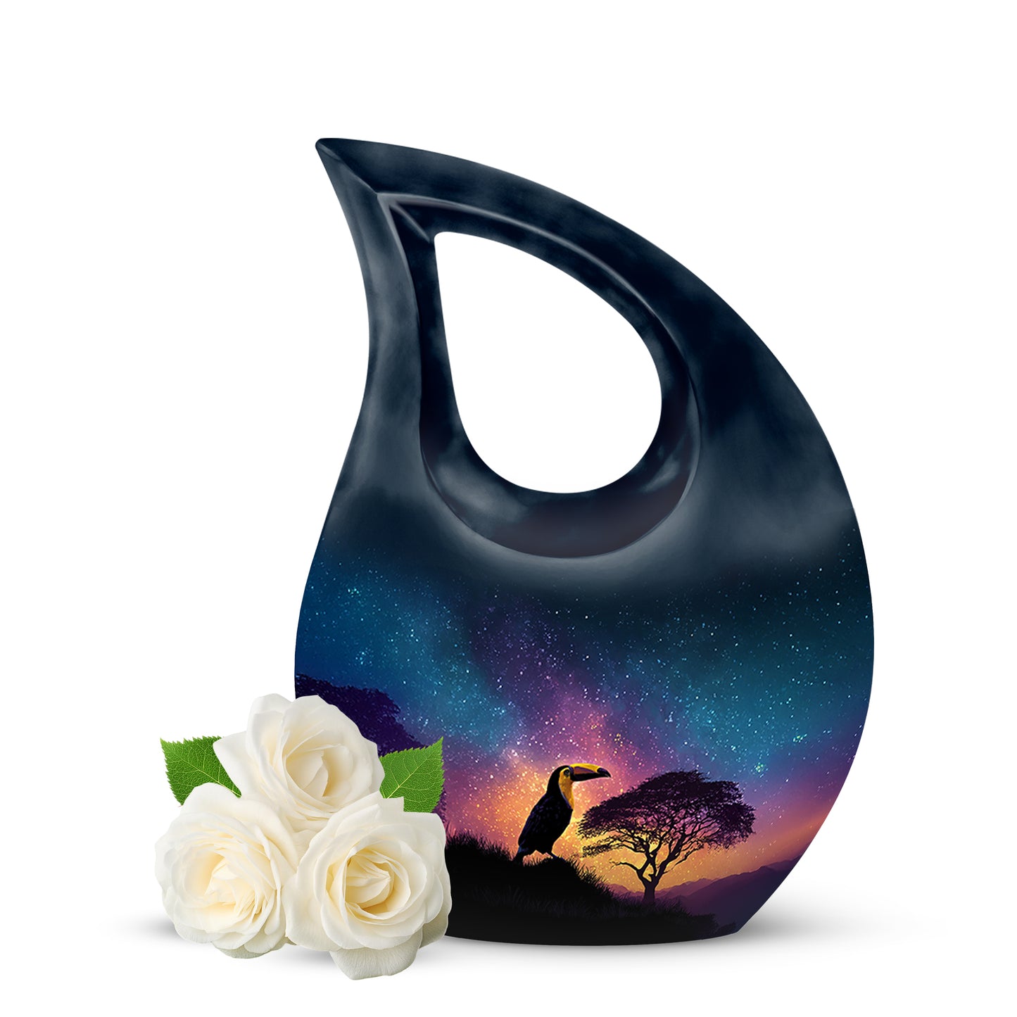 Personalized Blue Hornbill Cremation Urns for Ashes - Enchanting 10-inch - Yatskia