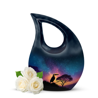 Personalized Blue Hornbill Cremation Urns for Ashes - Enchanting 10-inch - Yatskia