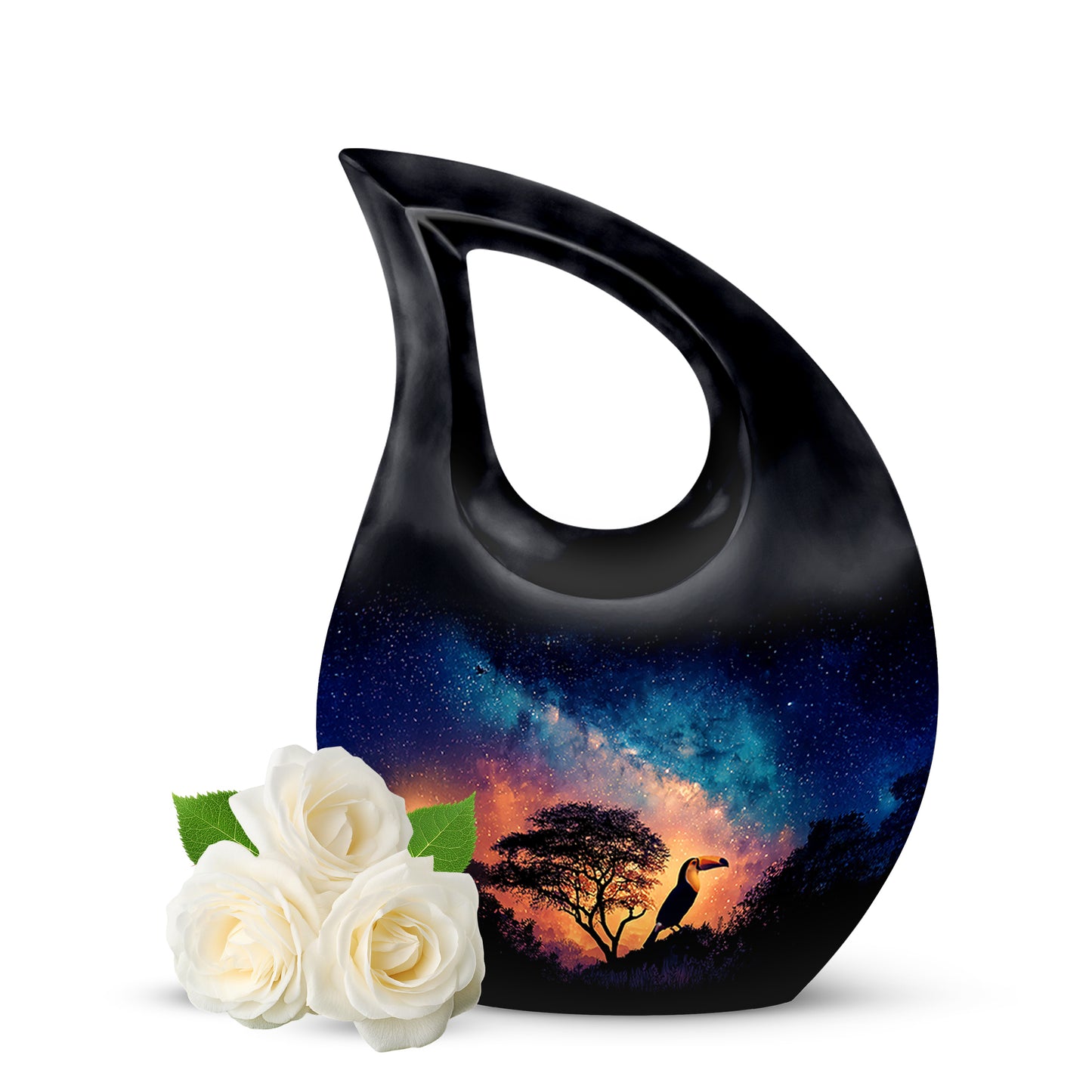 Personalized Hornbill Cremation Urns - Wondrous Blue 10-inch, 200 cu in - Yatskia