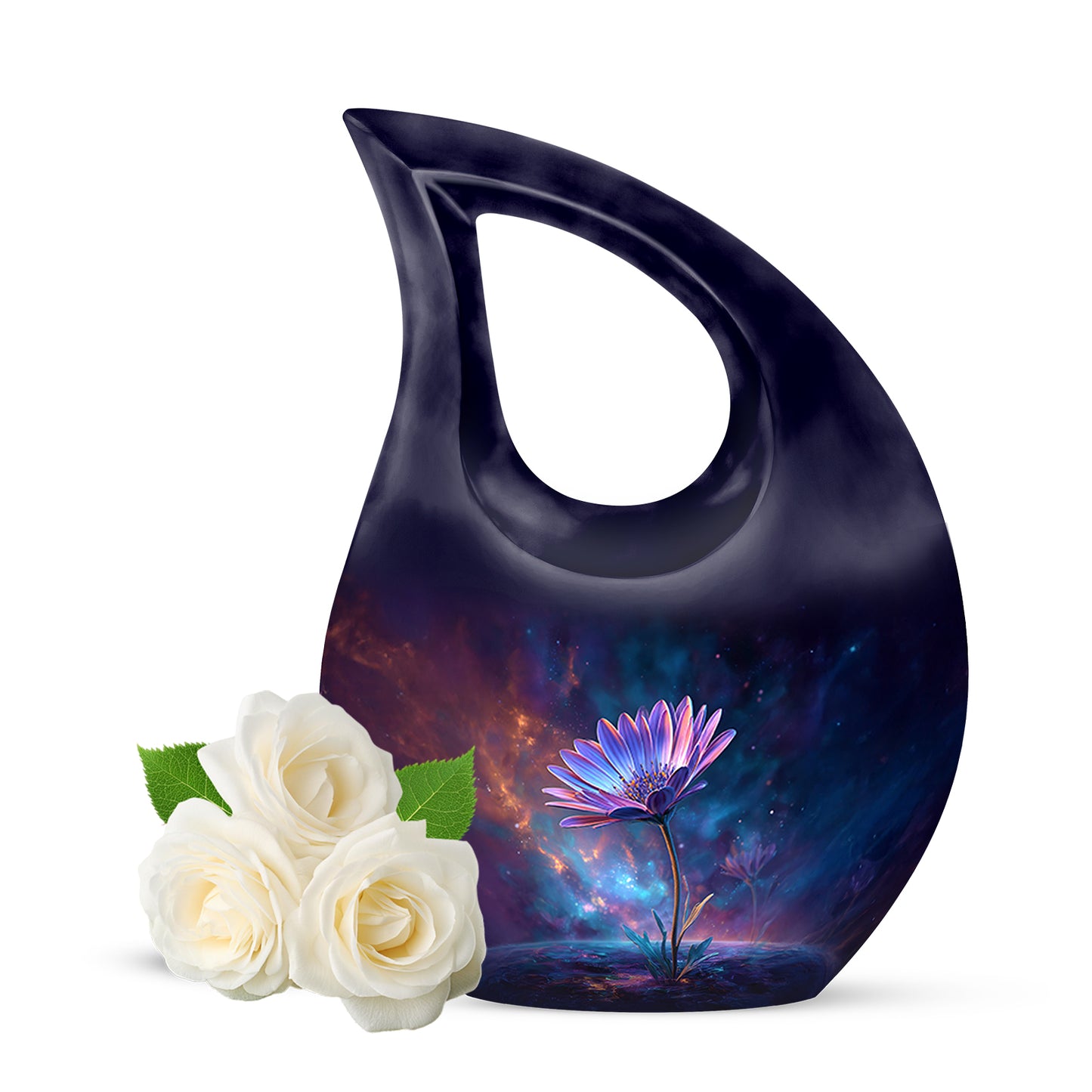 Hallowed Daisy Cremation Urns for Human Ashes - Blue 10-inch - Yatskia