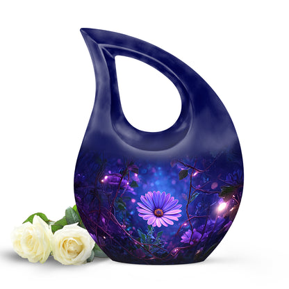 Personalized Seraphic Daisy Cremation Urns - Blue 10-inch, 200 cu in - Yatskia