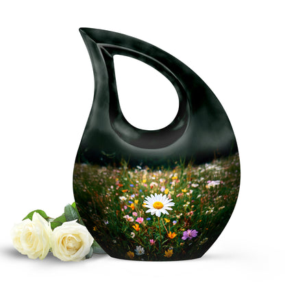 Personalized Daisy Cremation Urns - Wondrous Green 10-inch, 200 cu in - Yatskia