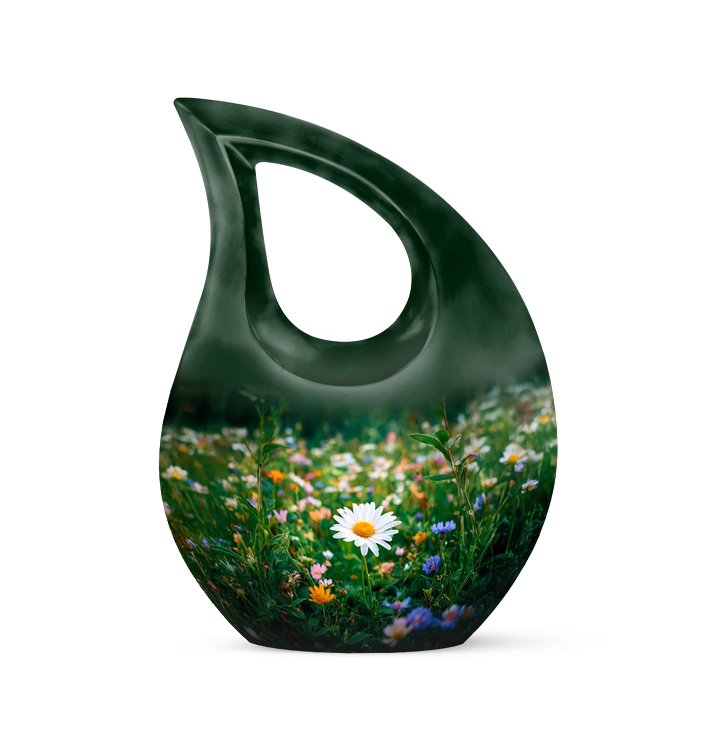 Personalized Seraphic Daisy Cremation Urns - Green 10-inch, 200 cu in - Yatskia