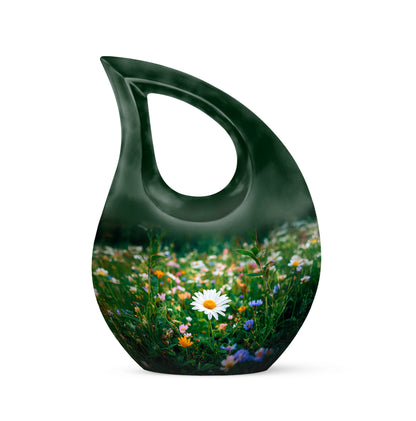 Personalized Seraphic Daisy Cremation Urns - Green 10-inch, 200 cu in - Yatskia