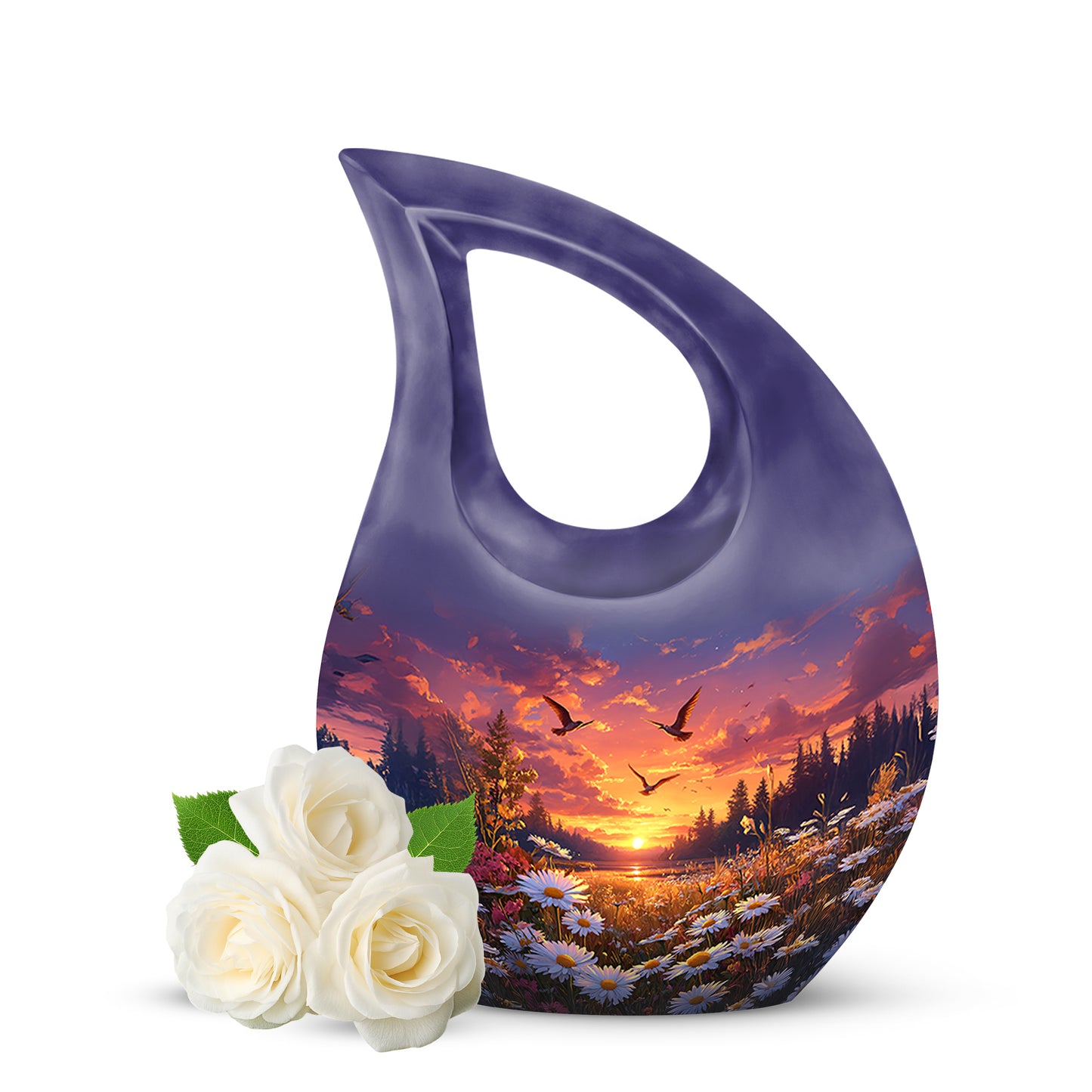 Blue Daisy Cremation Urns - Enduring Comfort 10-inch, 200 cu in - Yatskia
