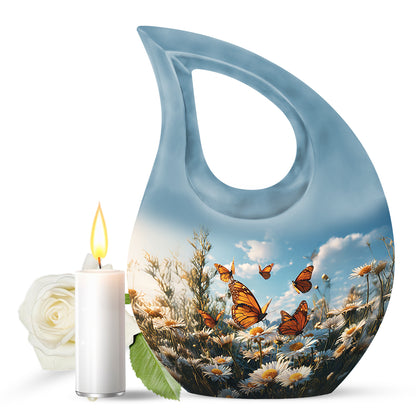 Ethereal Daisy Memorial Cremation Urns - Blue 10-inch, 200 cu in - Yatskia