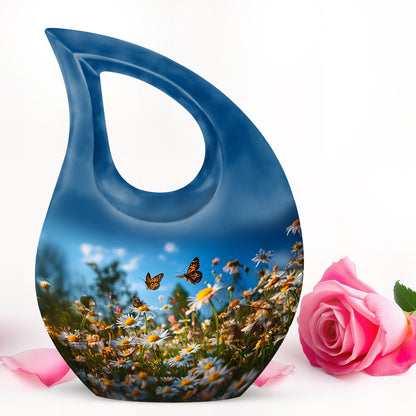 Remarkable Daisy Memorial Cremation Urns - Blue 10-inch, 200 cu in - Yatskia