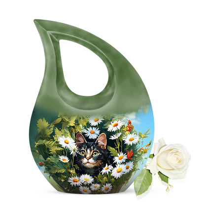 Personalized Refined Daisy Cremation Urns - Yellow 10-inch, 200 cu in - Yatskia