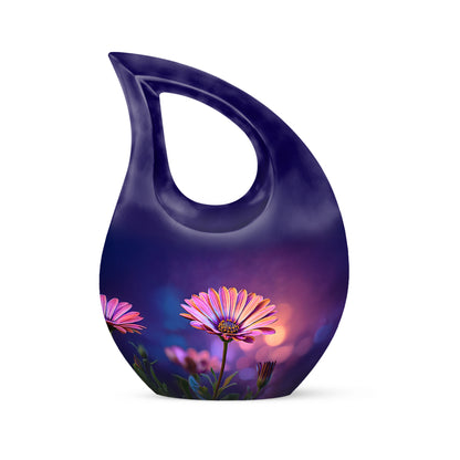 Distinguished Blue Daisy Cremation Urn for Ashes - 10-inch, 200 cu in - Yatskia