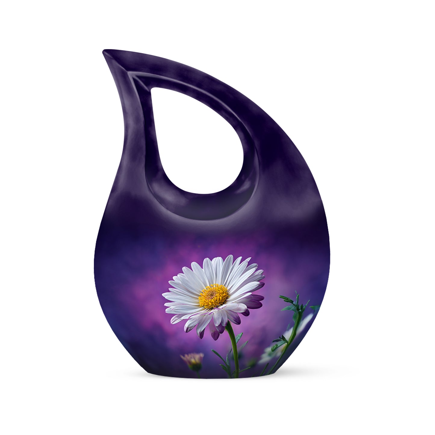 Timeless Purple Daisy Cremation Urn for Ashes - 10-inch, 200 cu in - Yatskia