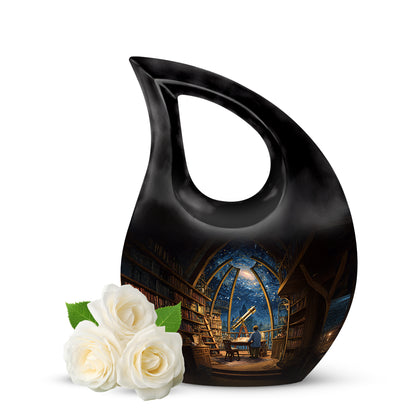 Personalized Black Heavenly Angel Cremation Urns for Human Ashes - 10-inch, 200 cu in - Yatskia