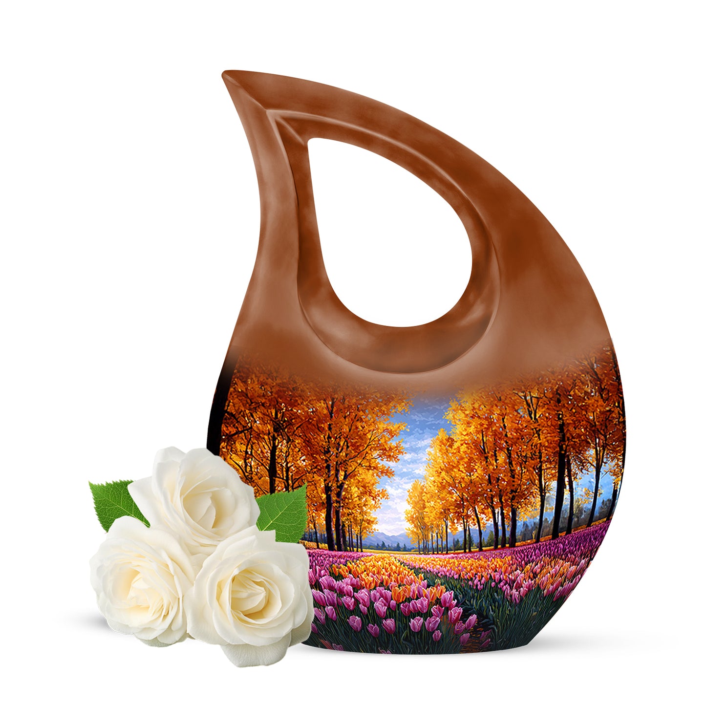 Gold Comforting Garden Tulip Memorial Urn for Ashes - 10-inch, 200 cu in - Yatskia