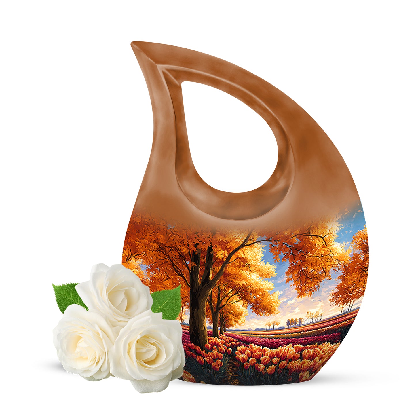 Personalized Garden Tulip Cremation Urns - Wondrous Gold 10-inch, 200 cu in - Yatskia