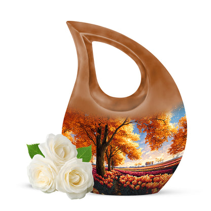 Personalized Garden Tulip Cremation Urns - Wondrous Gold 10-inch, 200 cu in - Yatskia