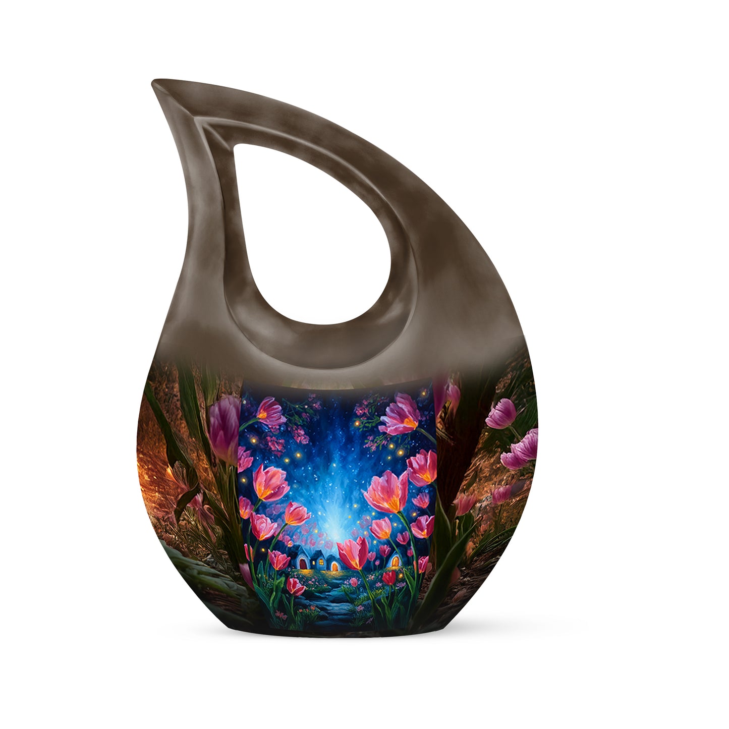 Personalized Refined Garden Tulip Cremation Urns - Gold 10-inch, 200 cu in - Yatskia