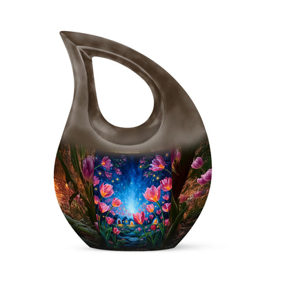 Personalized Refined Garden Tulip Cremation Urns - Gold 10-inch, 200 cu in - Yatskia
