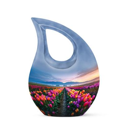 Personalized Garden Tulip Cremation Urns - Tranquil Blue 10-inch, 200 cu in - Yatskia