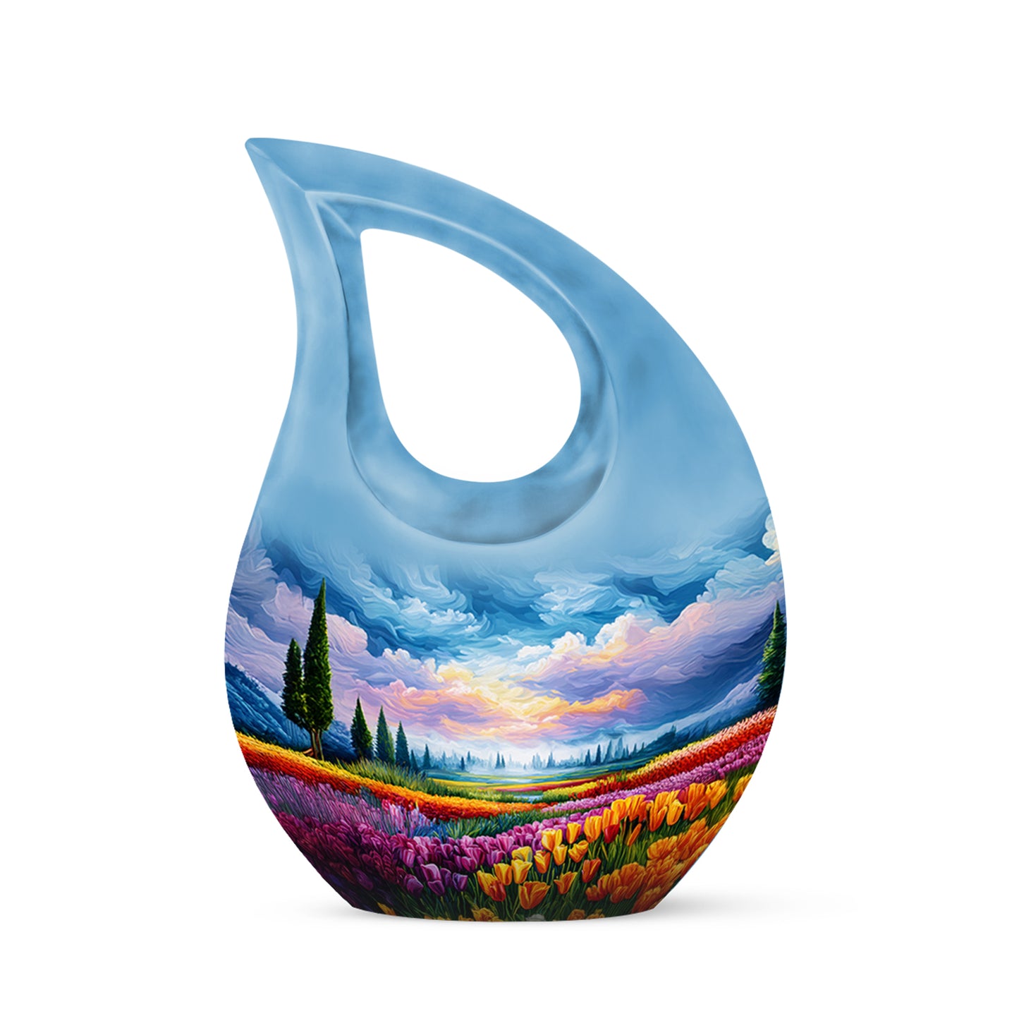Personalized Elegant Garden Tulip Cremation Urns - Blue 10-inch, 200 cu in - Yatskia