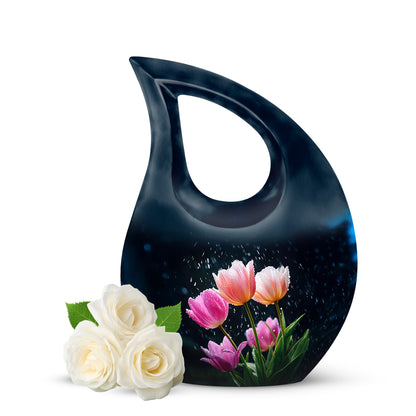 Remarkable Garden Tulip Memorial Cremation Urns - Blue 10-inch, 200 cu in - Yatskia