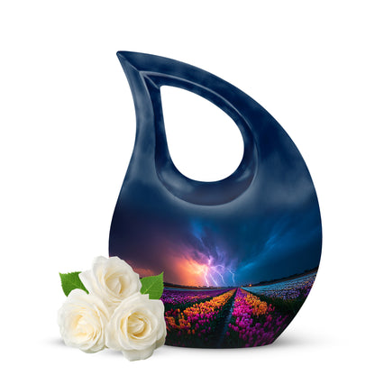Lustrous Garden Tulip Cremation Urns for Human Ashes - Blue 10-inch - Yatskia