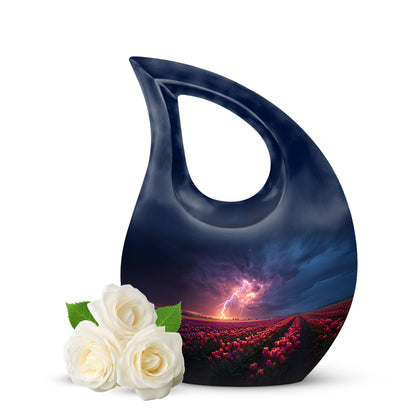 Blue Beloved Garden Tulip Cremation Urns for Human Ashes - 10-inch, 200 cu in - Yatskia