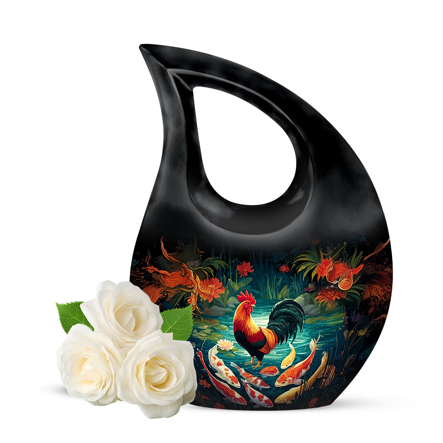 Timeless Black Hen Cremation Urn for Ashes - 10-inch, 200 cu in - Yatskia