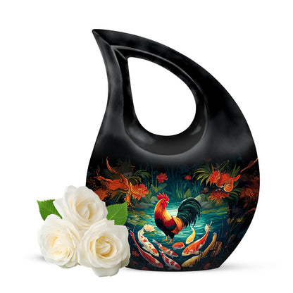 Timeless Black Hen Cremation Urn for Ashes - 10-inch, 200 cu in - Yatskia