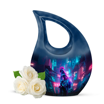 Graceful Blue Hen Solace Urn for Human Ashes - 10-inch, 200 cu in - Yatskia