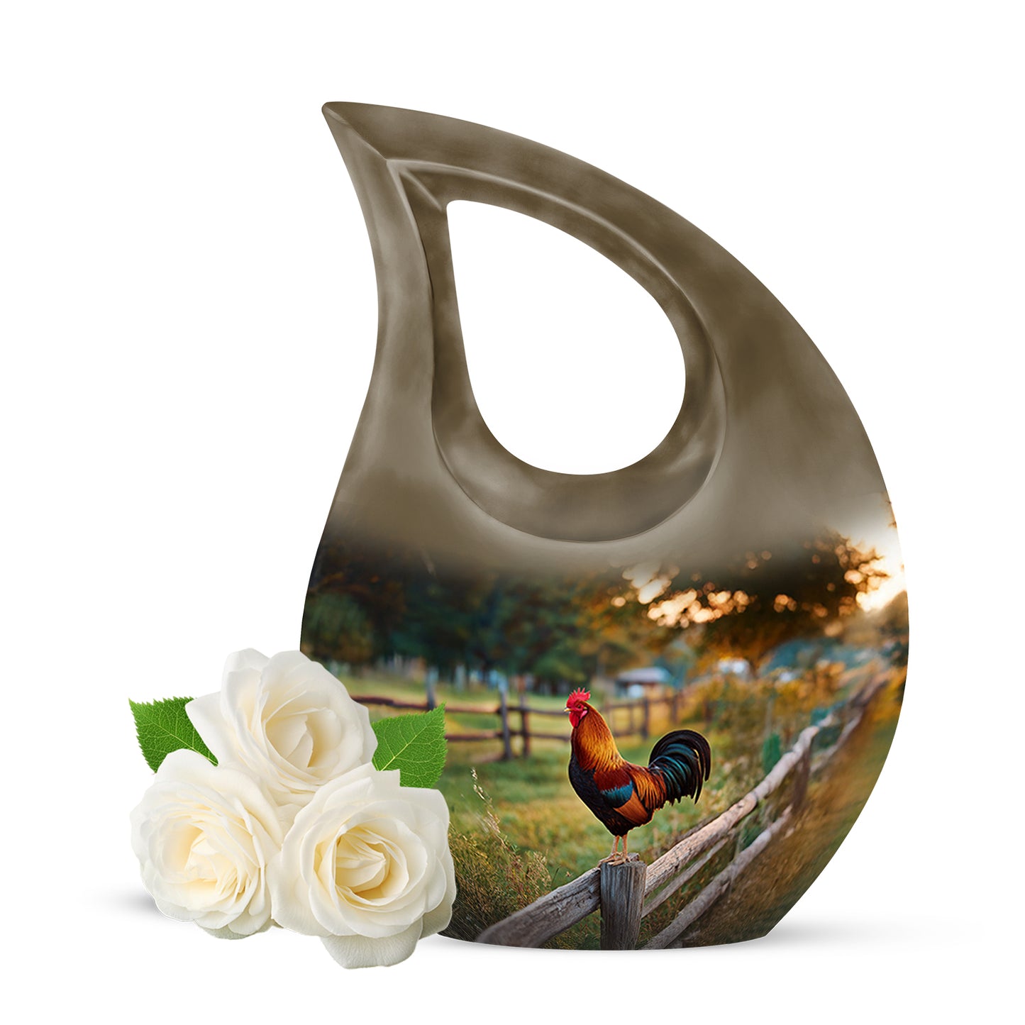 Gold Exquisite Hen Memorial Urn for Ashes - 10-inch, 200 cu in - Yatskia