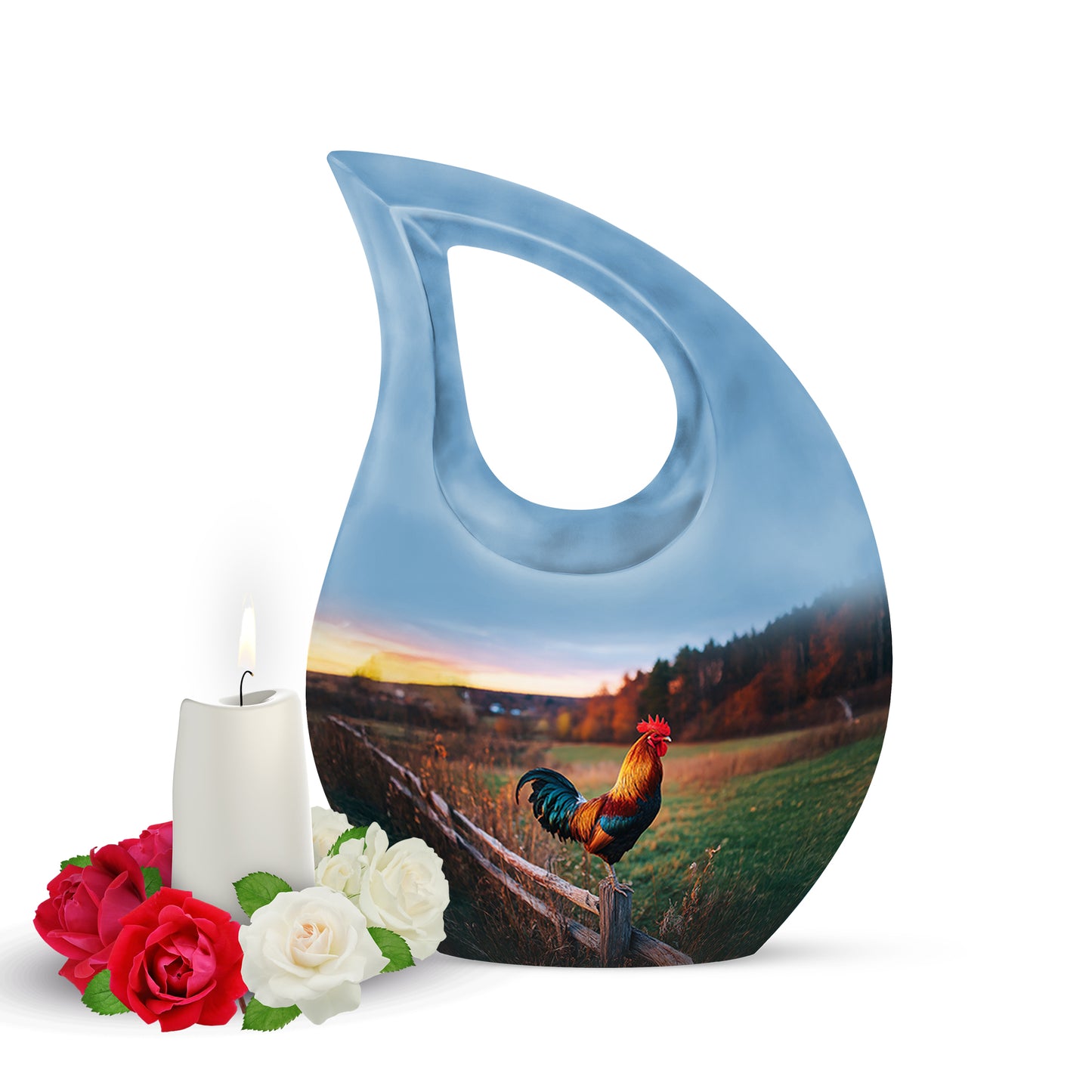 Remarkable Hen Memorial Cremation Urns - Blue 10-inch, 200 cu in - Yatskia