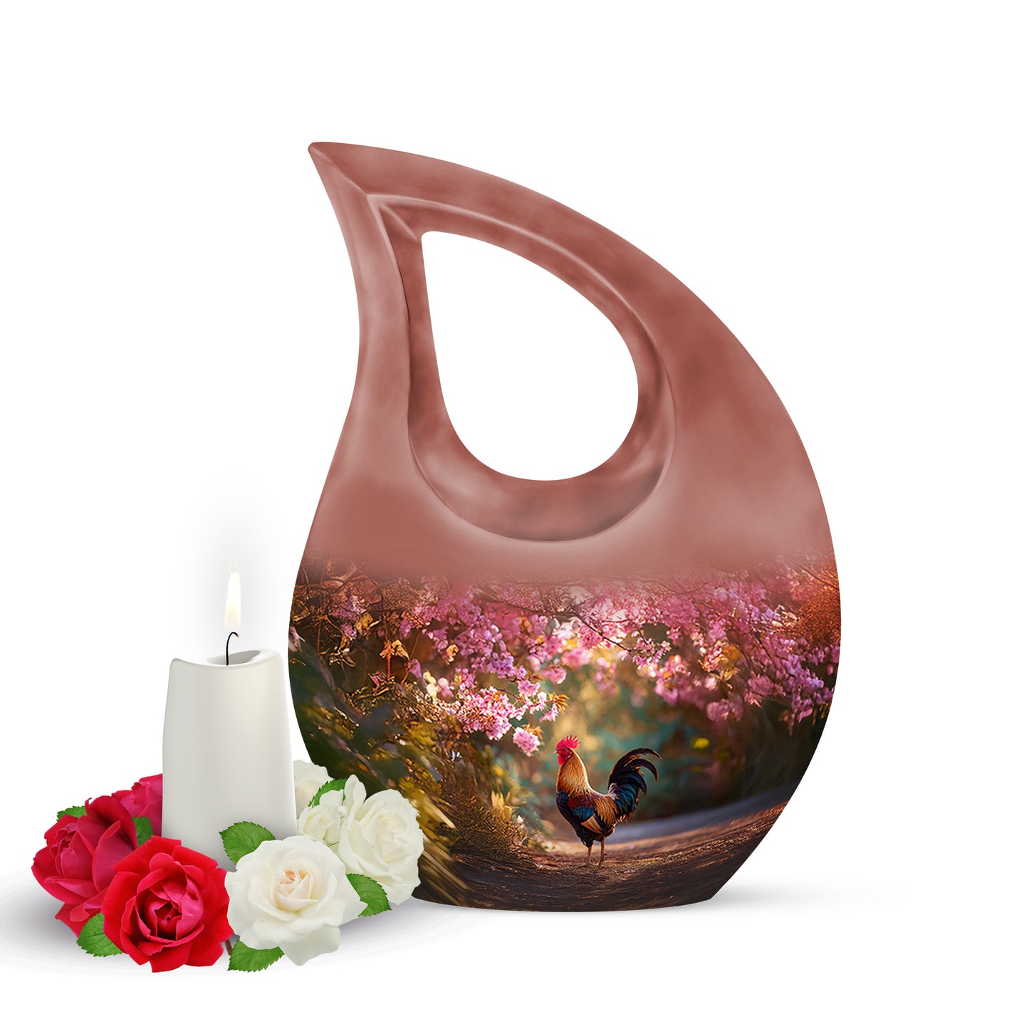 Personalized Red Revered Hen Cremation Urns for Human Ashes - 10-inch, 200 cu in - Yatskia