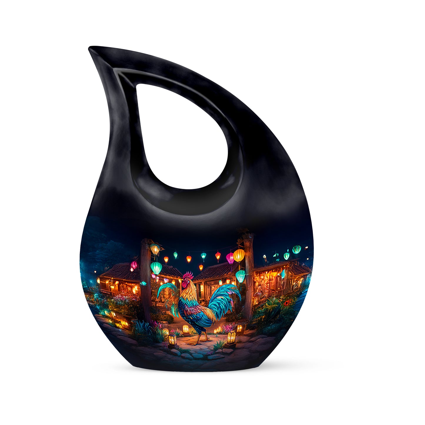 Black Hen Cremation Urns - Enduring Remembrance 10-inch, 200 cu in - Yatskia