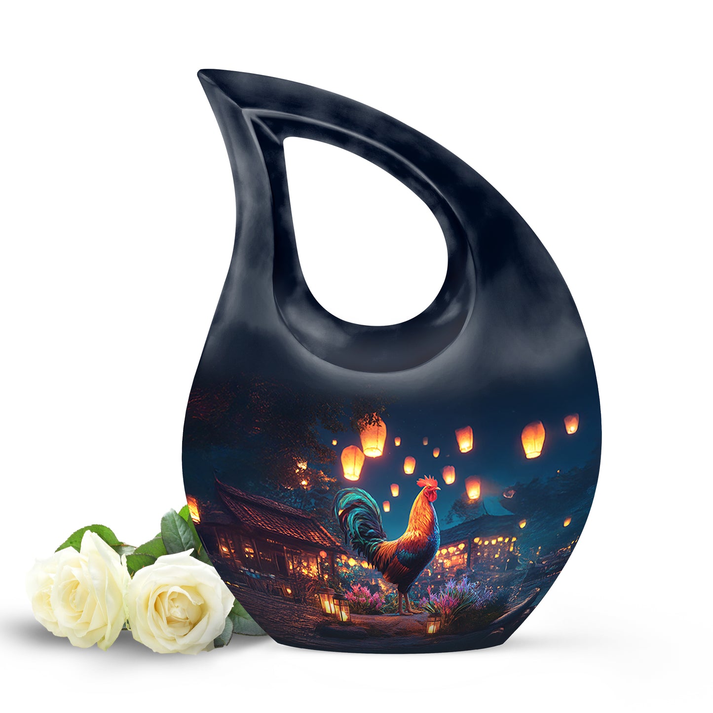 Personalized Hen Cremation Urns - Wondrous Blue 10-inch, 200 cu in - Yatskia