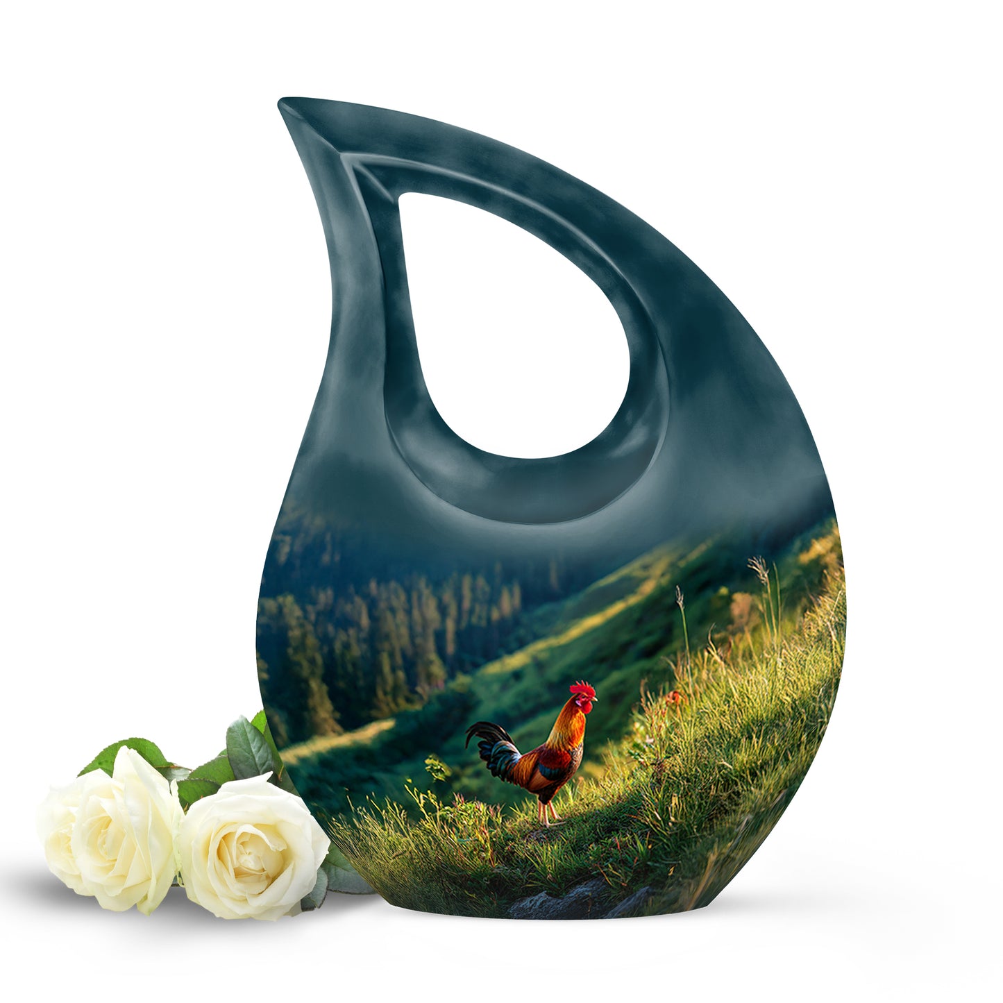 Personalized Blue Heavenly Hen Cremation Urns for Human Ashes - 10-inch, 200 cu in - Yatskia