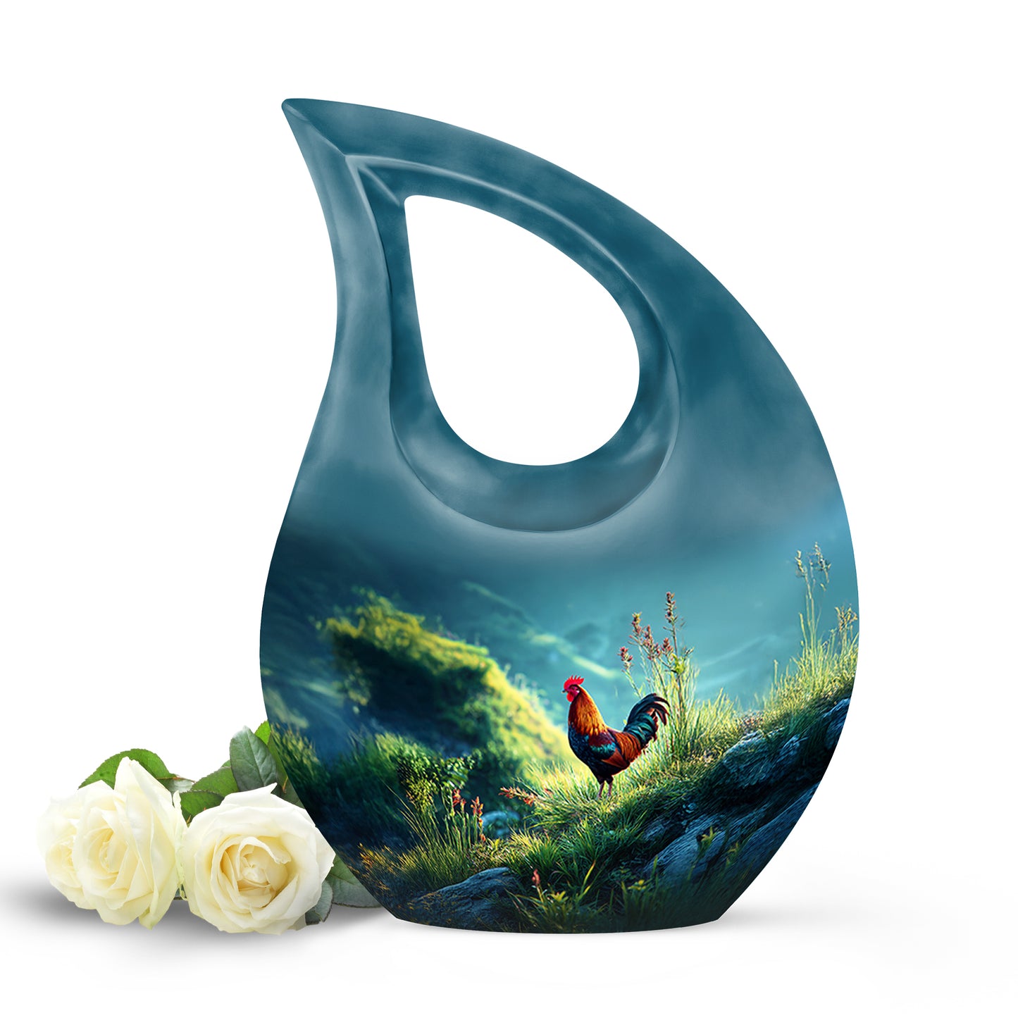 Teal Hen Homage Cremation Urns for Human Ashes - 10-inch, 200 cu in - Yatskia
