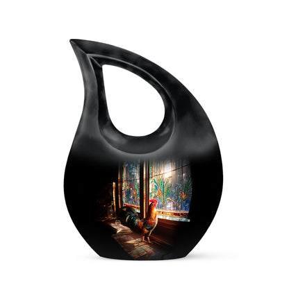Personalized Black Hen Cremation Urns for Ashes - Peaceful 10-inch - Yatskia