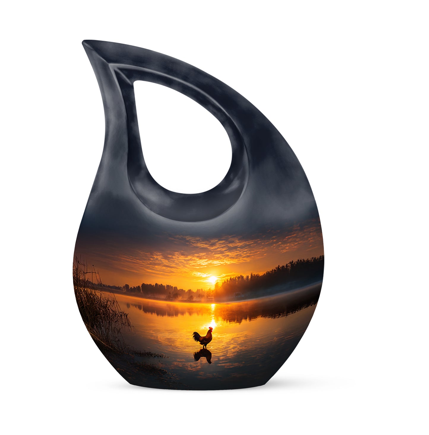 Black Hen Devotion Cremation Urns for Human Ashes - 10-inch, 200 cu in - Yatskia
