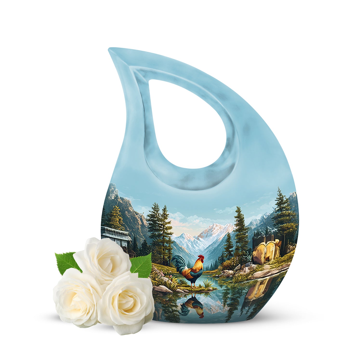 Personalized Eternal Hen Cremation Urns - Teal 10-inch, 200 cu in - Yatskia