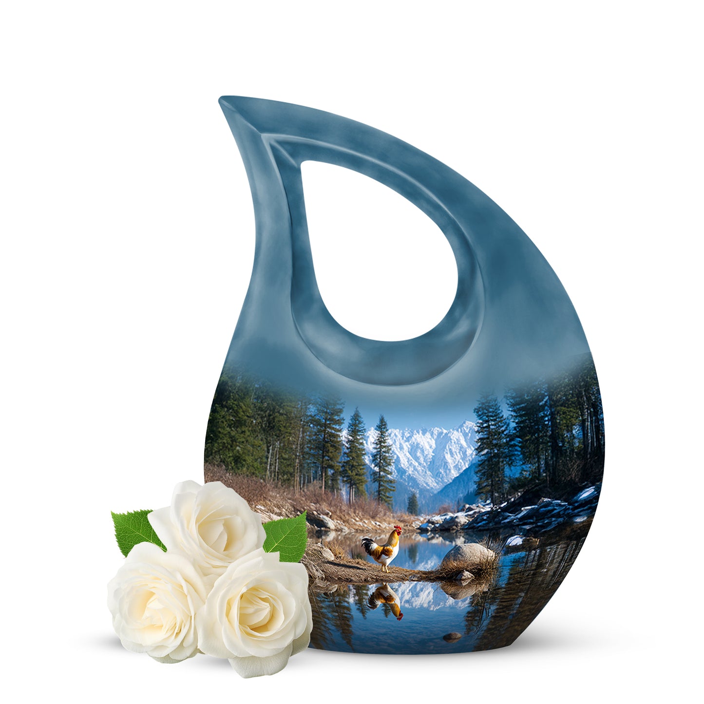 Personalized Blue Revered Hen Cremation Urns for Human Ashes - 10-inch, 200 cu in - Yatskia